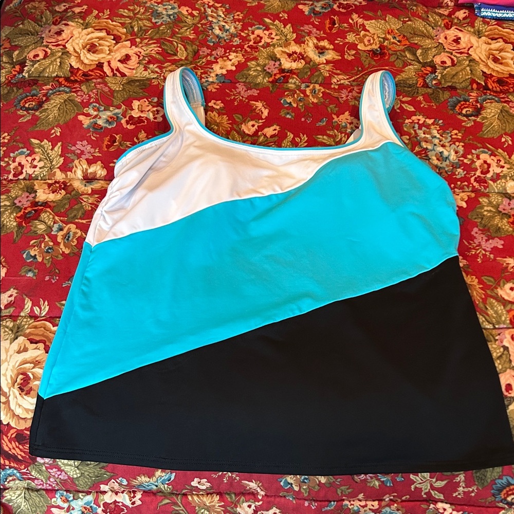 Lands' End Women's underwire tankini  in White, Blue, and Black